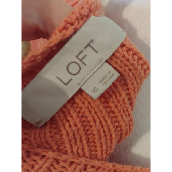 LOFT Sweater Pullover Woven Coral/Orange XS - Picture 3 of 4